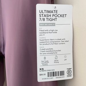 Athleta Ultimate Stash Pocket 7/8 Tight XS, NWT